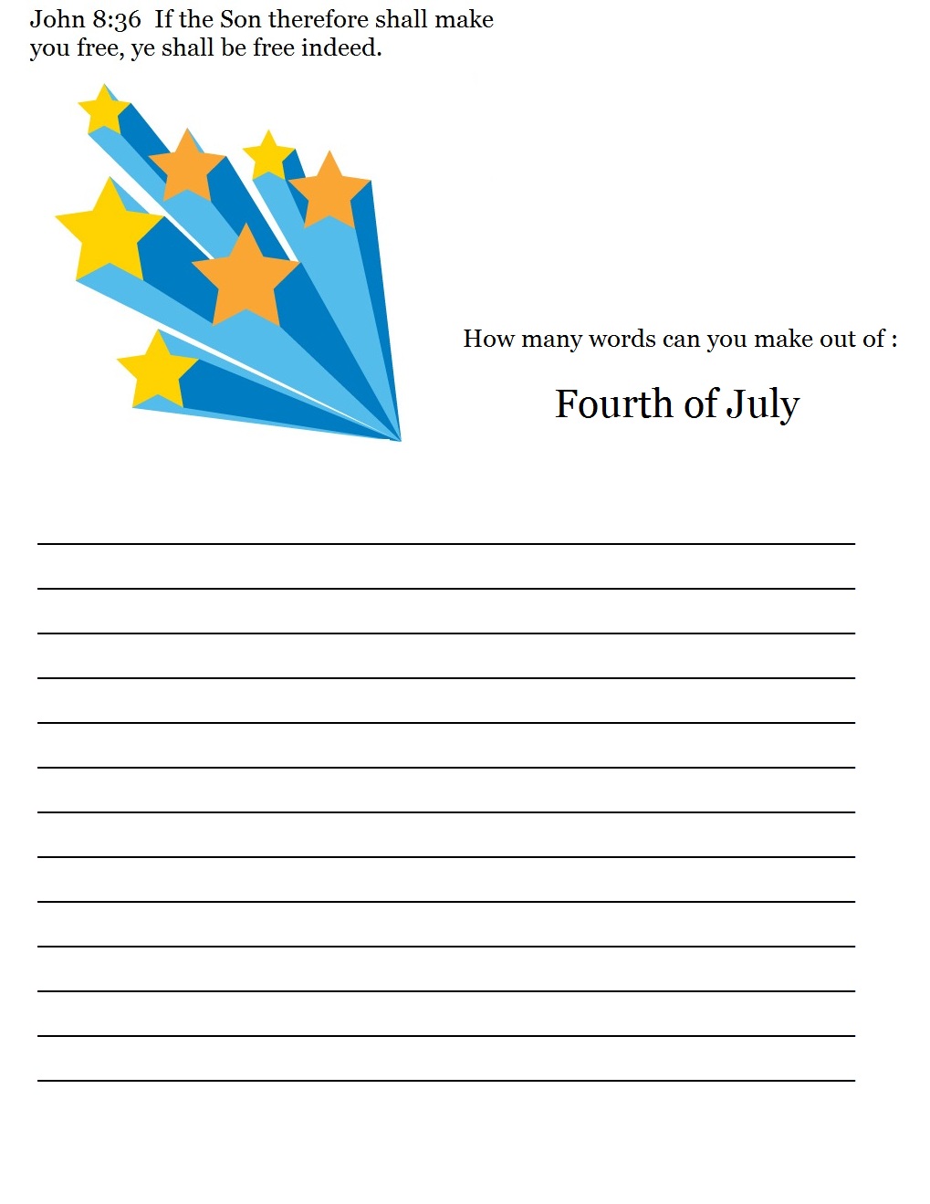 Fourth of July Sunday School Lesson